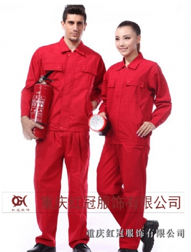 紅色男女適用工程服冬裝